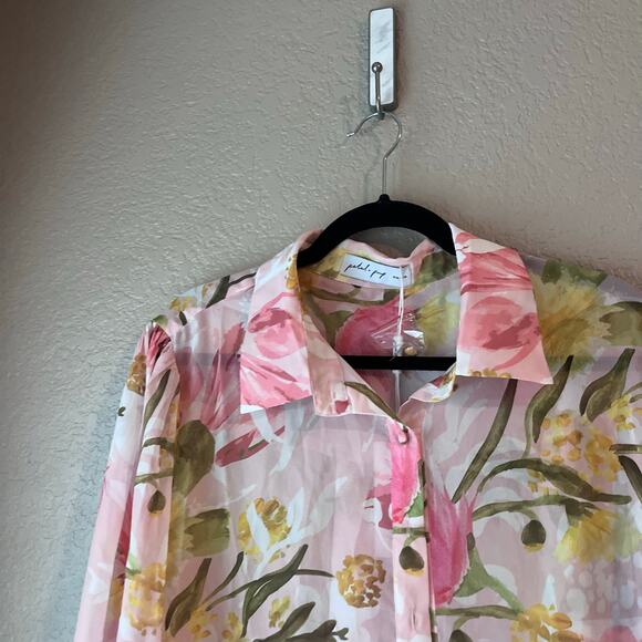 New Petal + Pup Acacia Blossom Floral Sheer Long Sleeve Blouse XL NWT - Picture 2 of 9